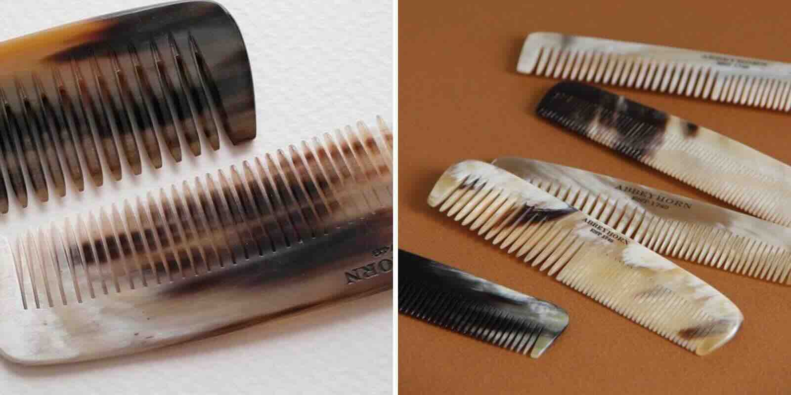 Handgefertigte ABBEYHORN Hornkämme aus Naturhorn – englisches Kunsthandwerk - Farbtöne und Maserungen - herausragende Qualität, sorgfältige Verarbeitung